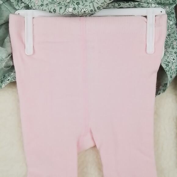 Carters Baby Set 24mo Green Pink Dress Leggings Layette Cotton Floral Print - Picture 11 of 15